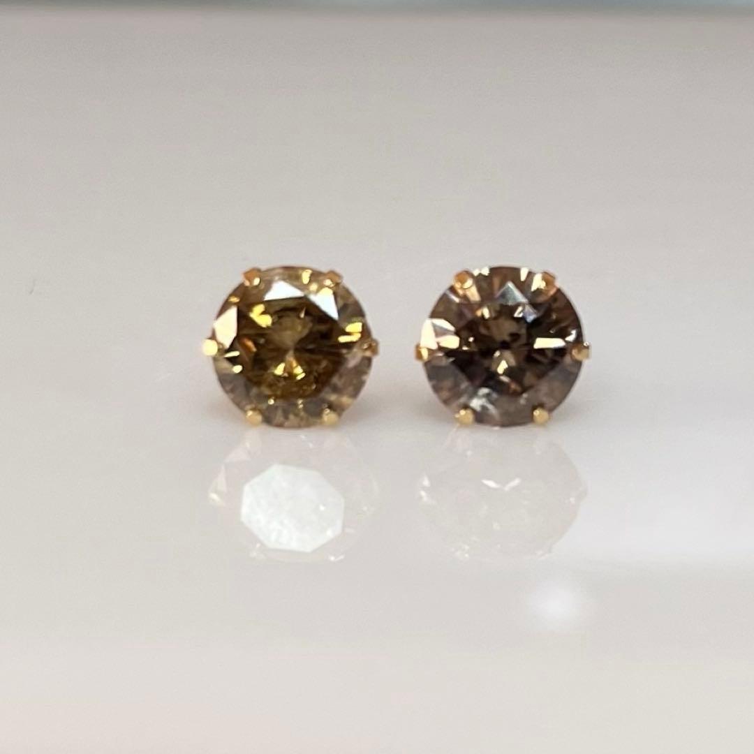 Taka様K18 天然ブラウンダイヤピアス　計2.0ct 鑑別カード付き