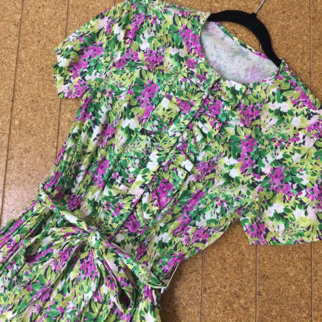 オブリ☆花柄マキシドレス 半袖 ポケット付き