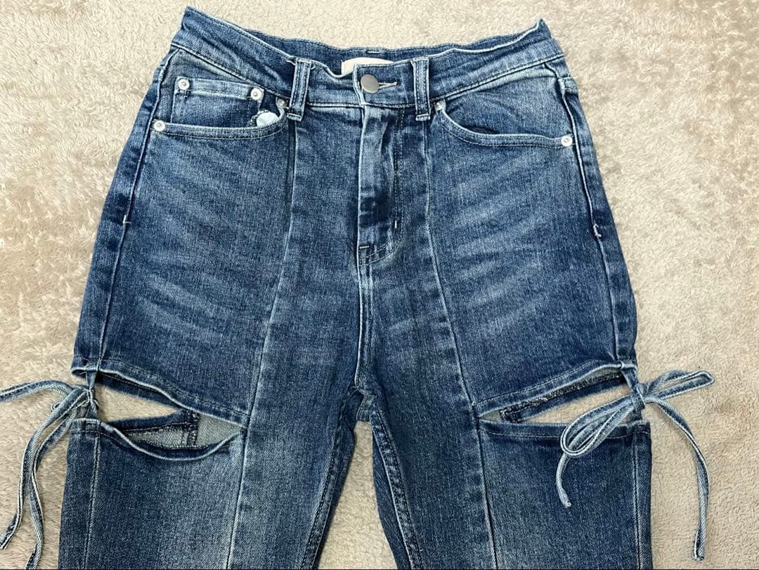 RESEXXY リゼクシー カットアウトリボンデニム インディゴ S