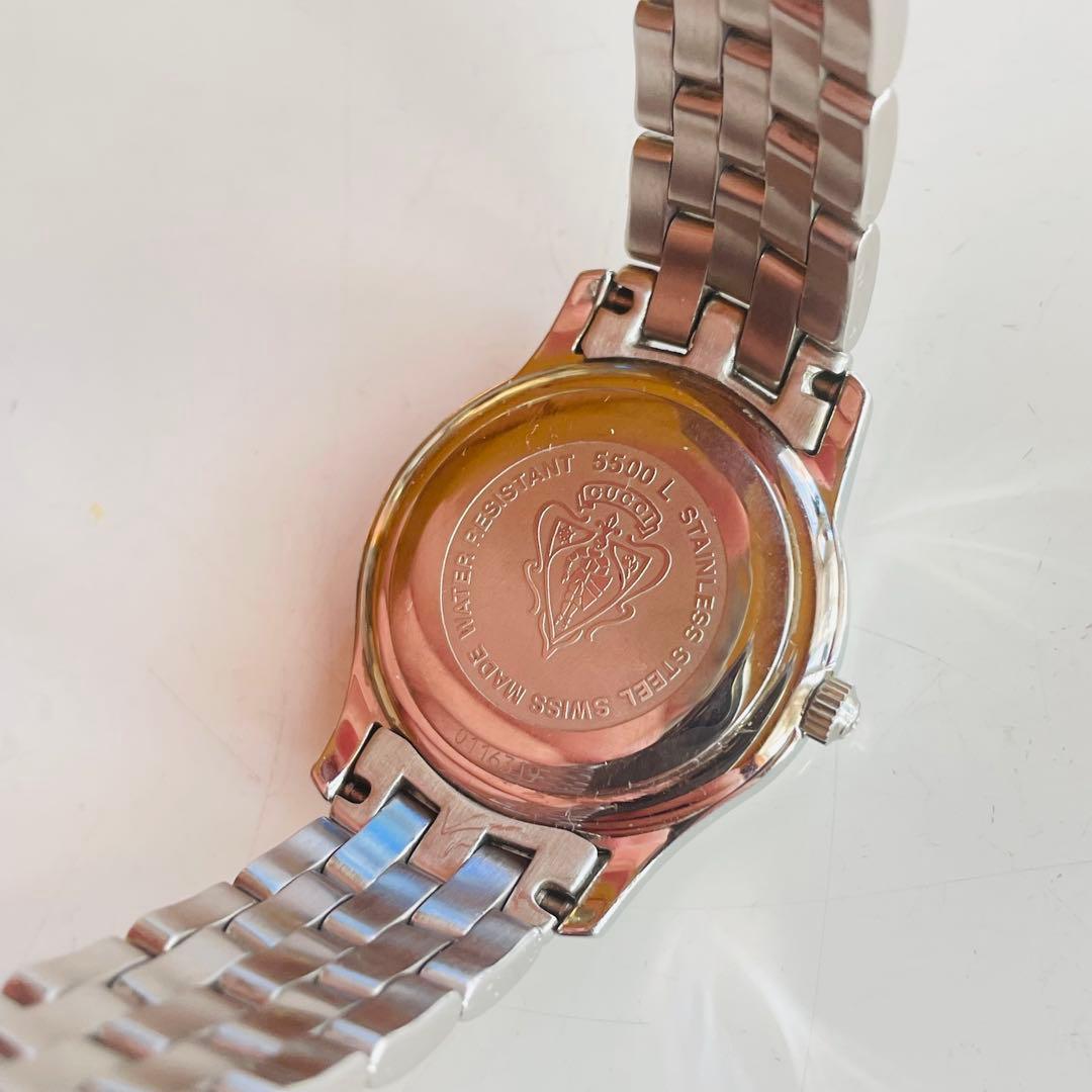 GUCCI グッチ シルバー文字盤 5500L 腕時計 クォーツ デイト 不動品