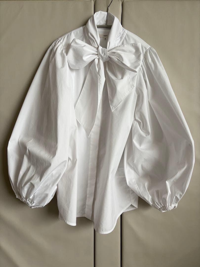 最終お値下げ　yori ビッグリボンパフスリーブブラウス 36 購入時タグあり
