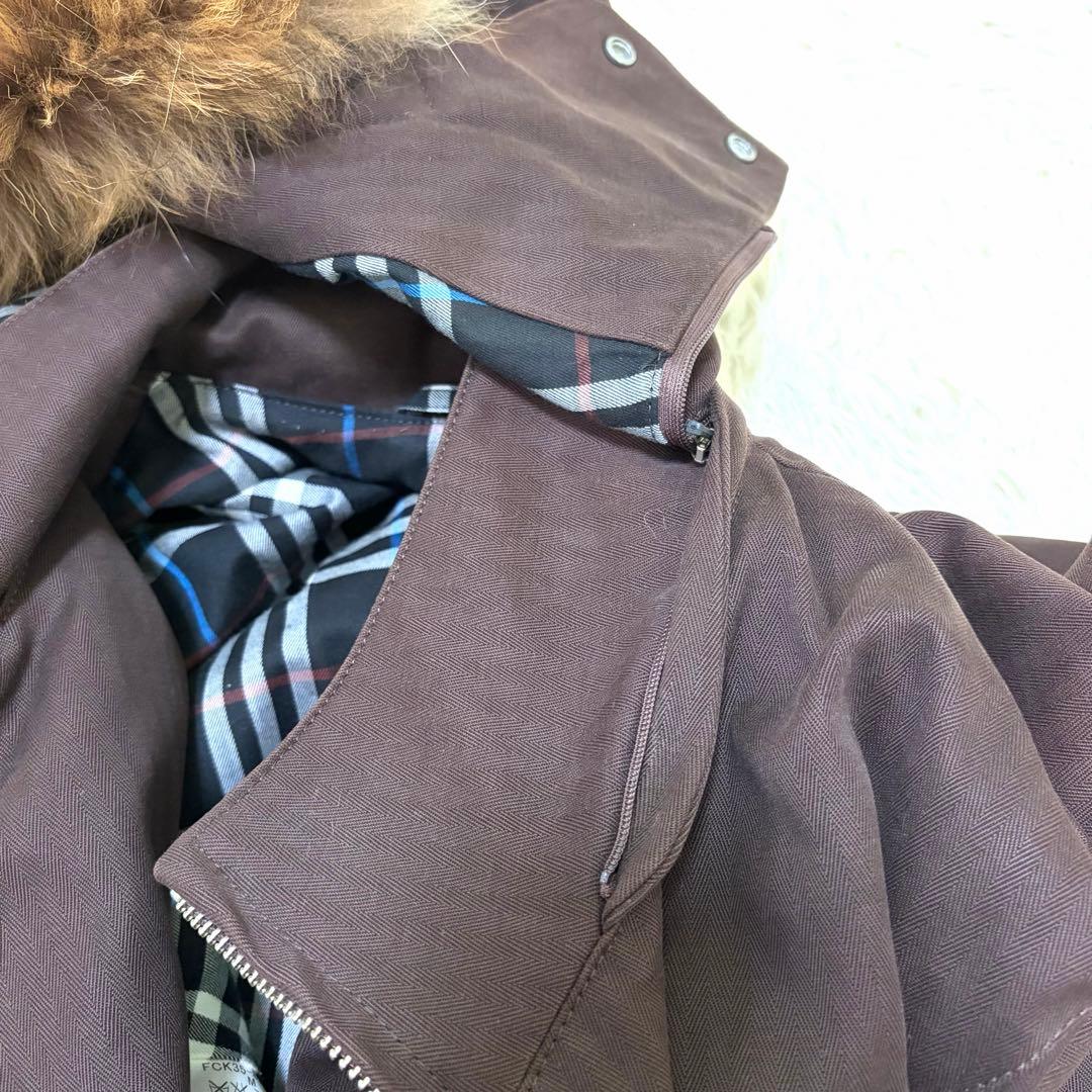 昌様　バーバリーブルーレーベル　M ブルゾン　ファー　ブラウン　チェック