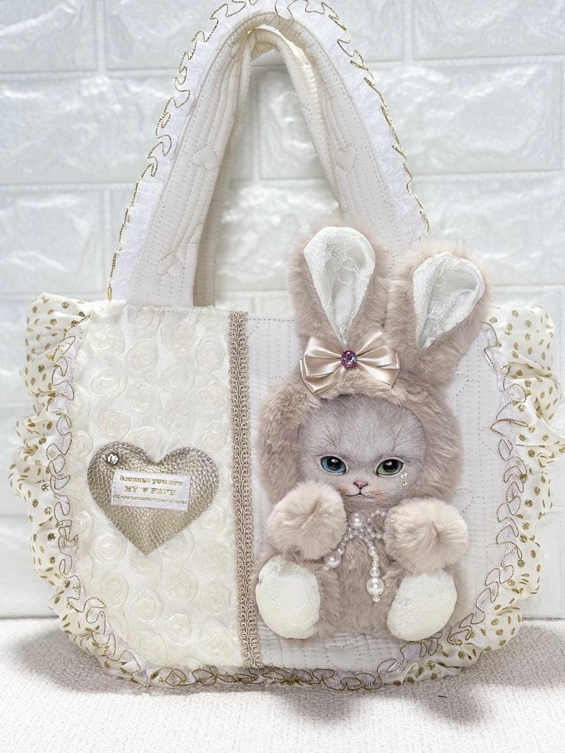 ゆ*ら様 コヤンイサムチョン　ハンドメイド　ギャザーバッグ　オッドアイ猫ちゃん