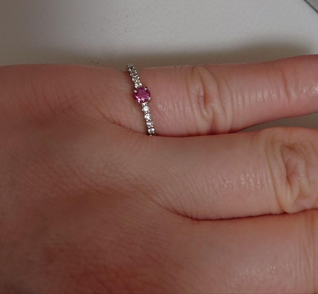 パパラチアサファイアリング　ダイヤ　プラチナ