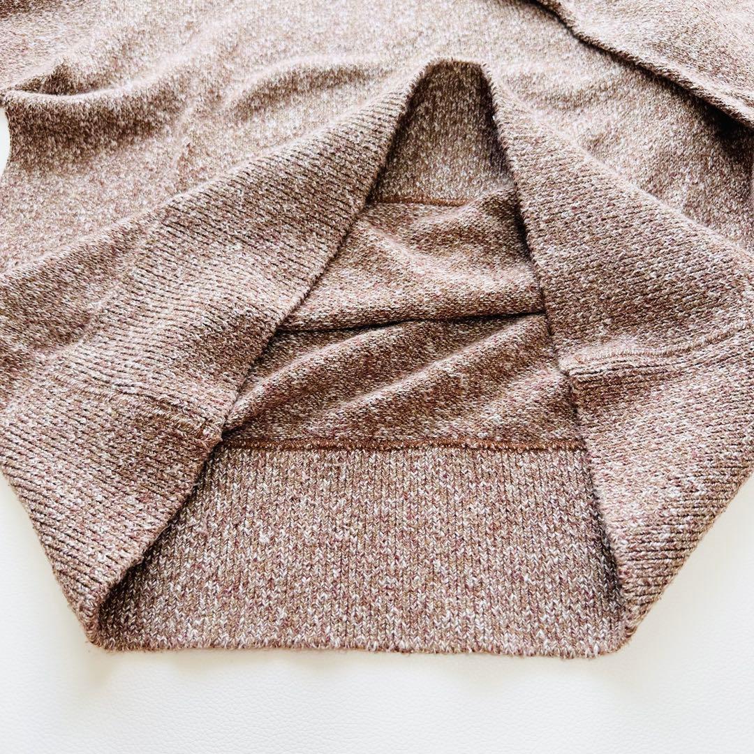 美品　45R　杢杢ニットソーのモックネックTシャツ SDL　R刺繍　ニット