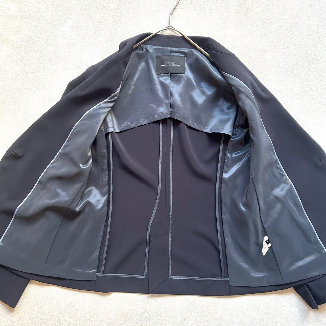 034GLR21AW手洗可防皺ストレッチテーラードジャケットパンツスーツ38紺色