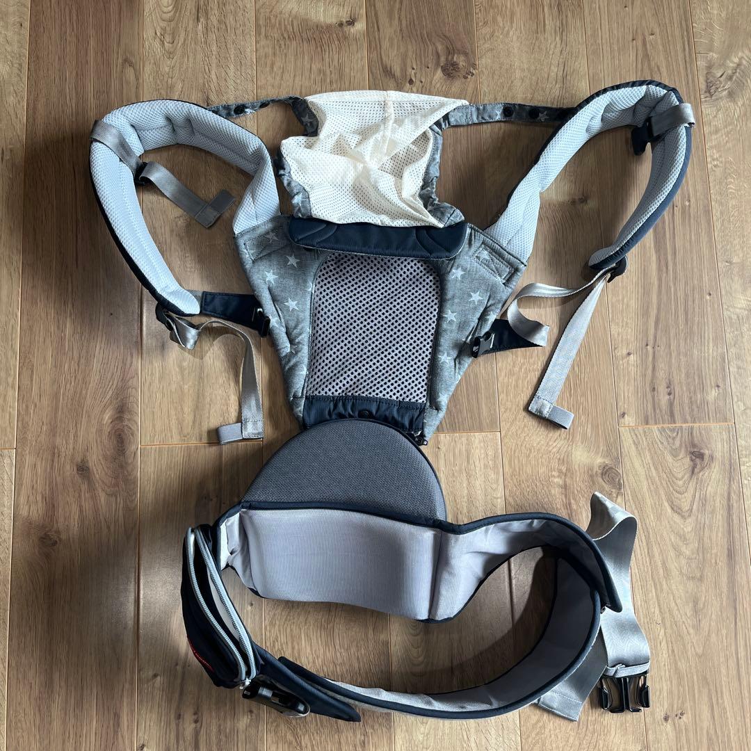 【美品】ミキハウス×ポグネー コラボ 抱っこ紐　チャコールグレーよだれカバー等付