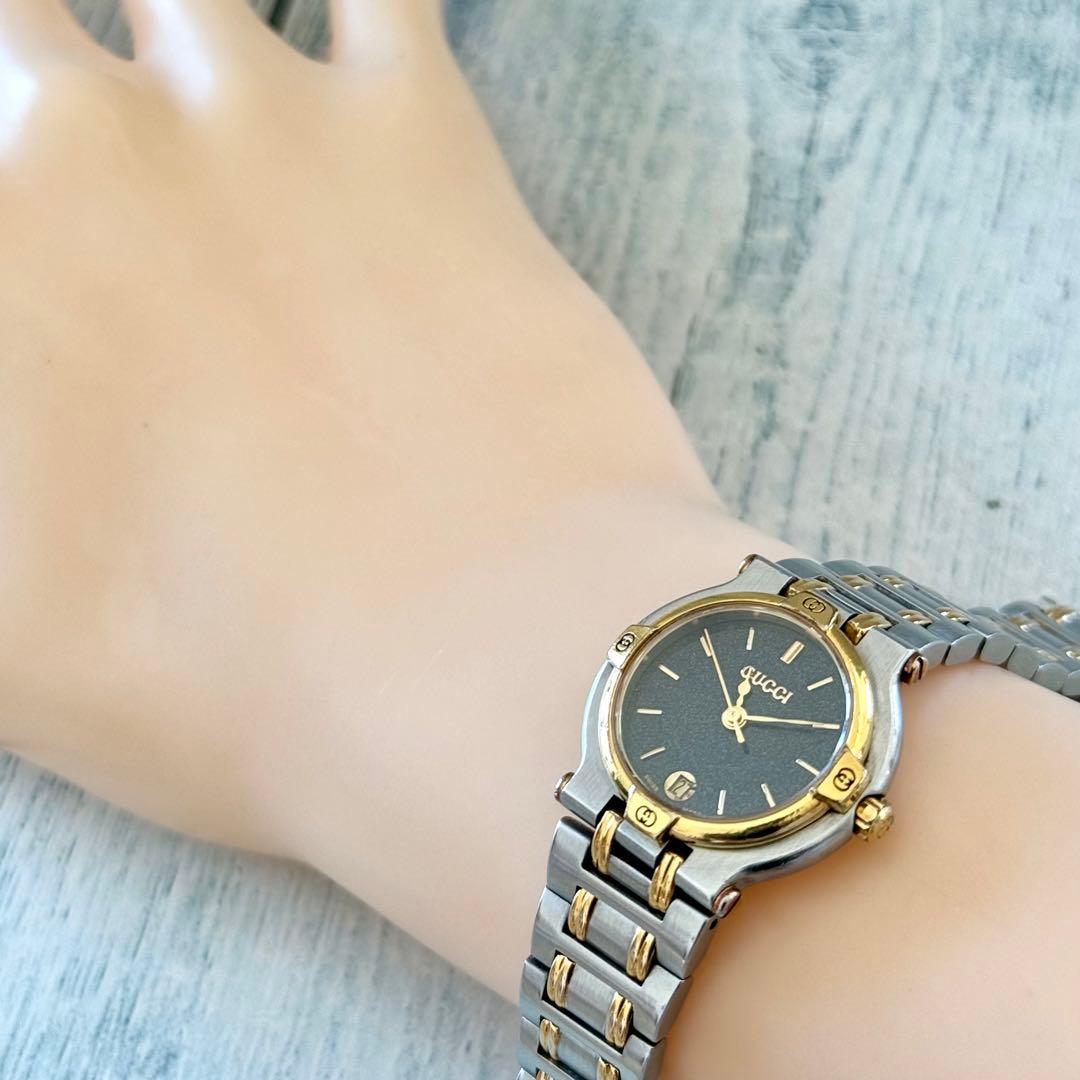 【電池交換済】GUCCI グッチ 腕時計 9000L ブラック レディース