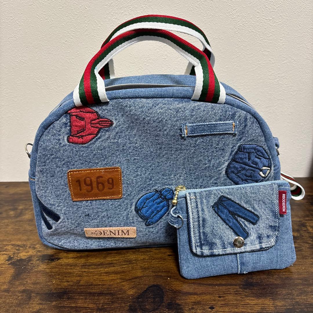 DENIM 刺繍デザインショルダーバッグ