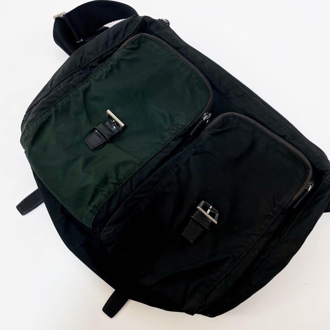 【美品・正規品】 PRADA プラダ Wポケット メッセンジャーバッグ ナイロン