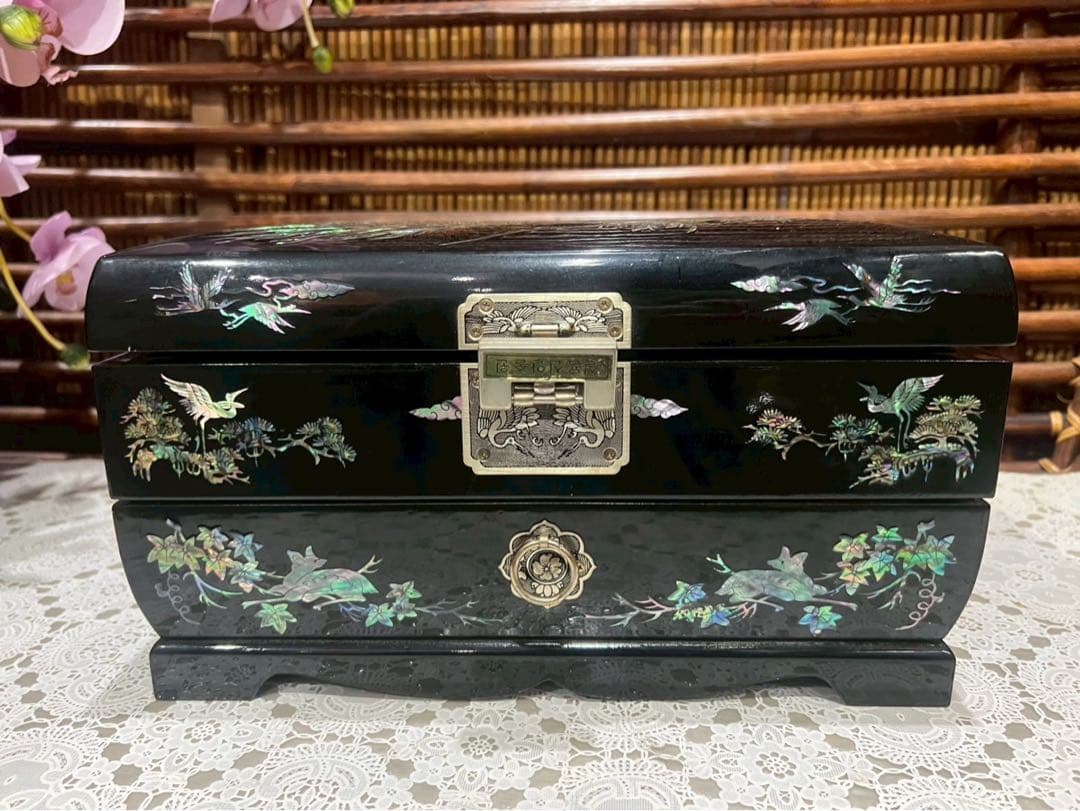 螺鈿細工 ジュエリーボックス 孔雀 花鳥 伝統的 韓国 工芸品