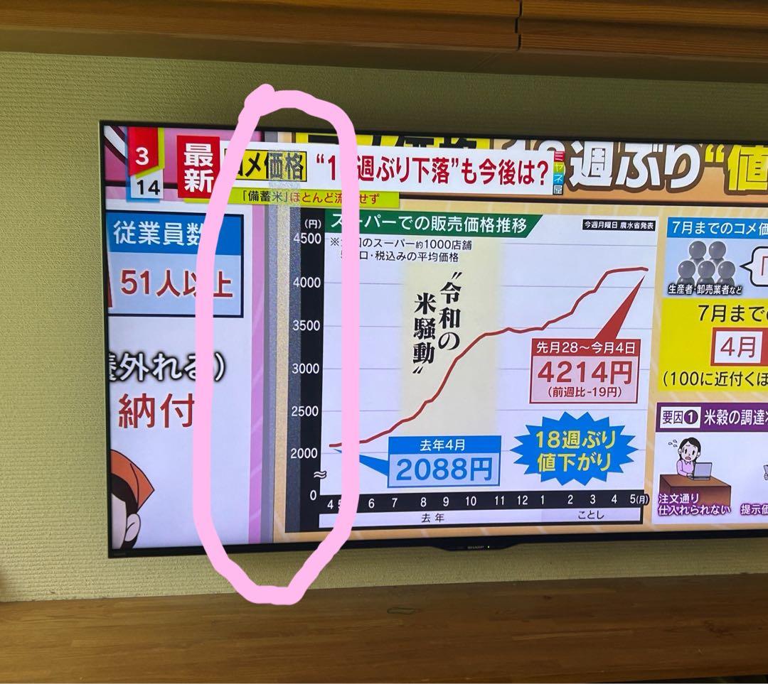 AQUOS 60インチ 壁掛けテレビ