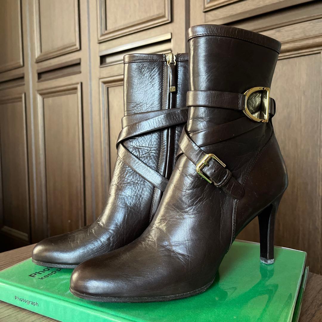 ラルフローレン　ダークブラウン レザー ブーツ