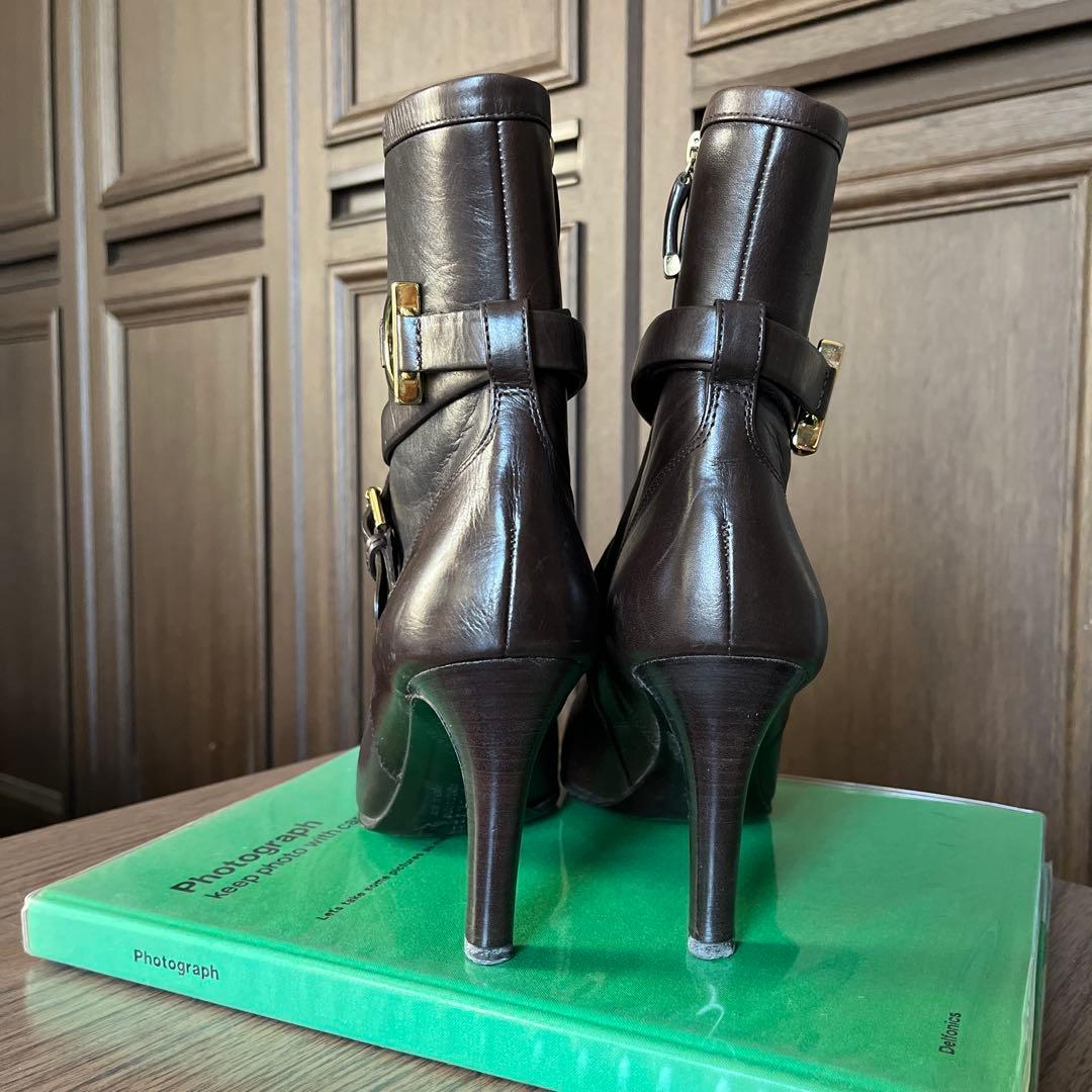 ラルフローレン　ダークブラウン レザー ブーツ