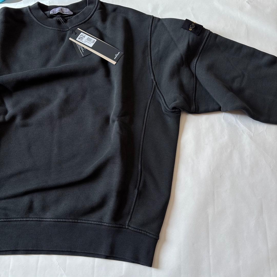 バッジ付 STONE ユーズド加工 ツイル織りスウェットシャツ