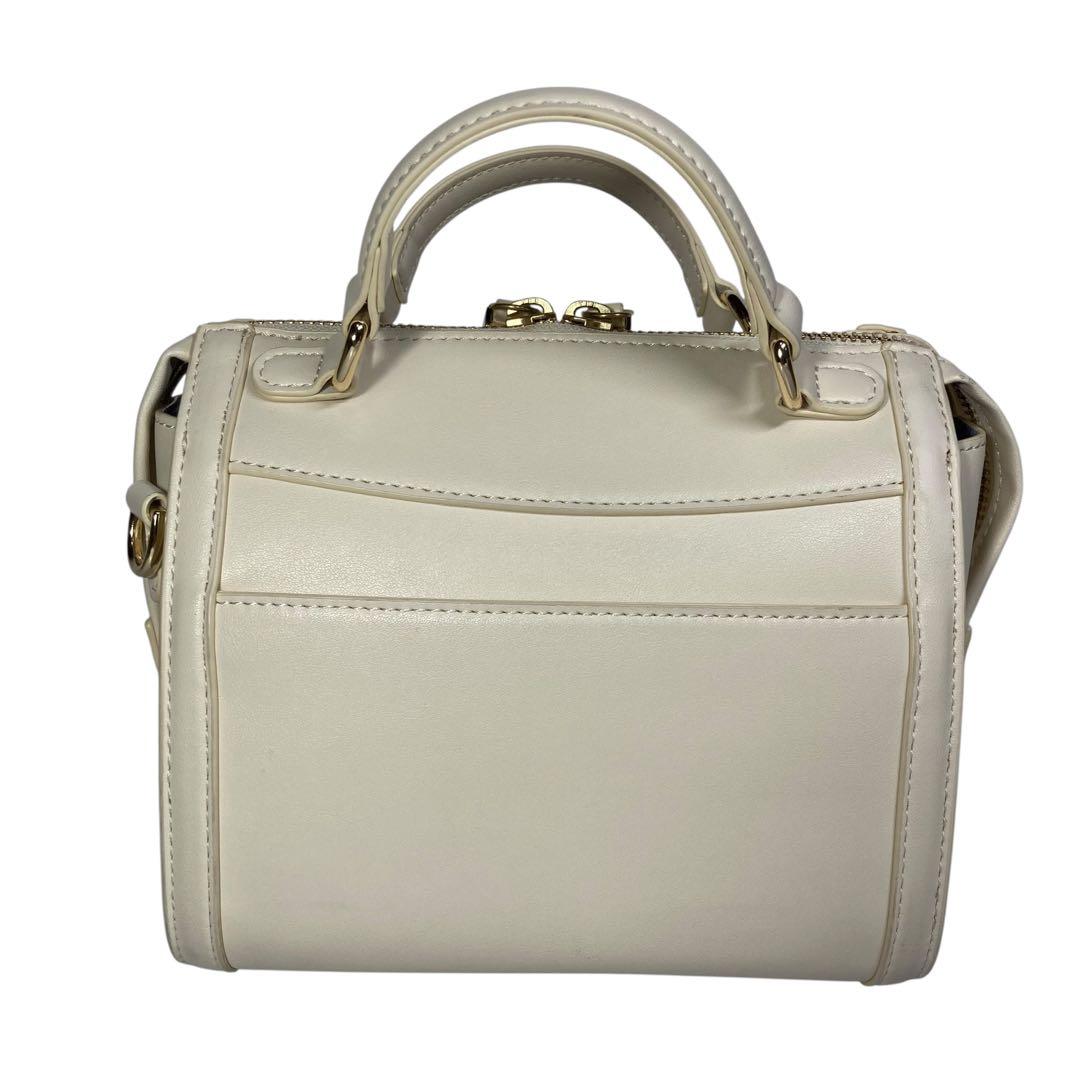 現行 美品 DIANA 2way ミニボストン バッグ グリッター アイボリー