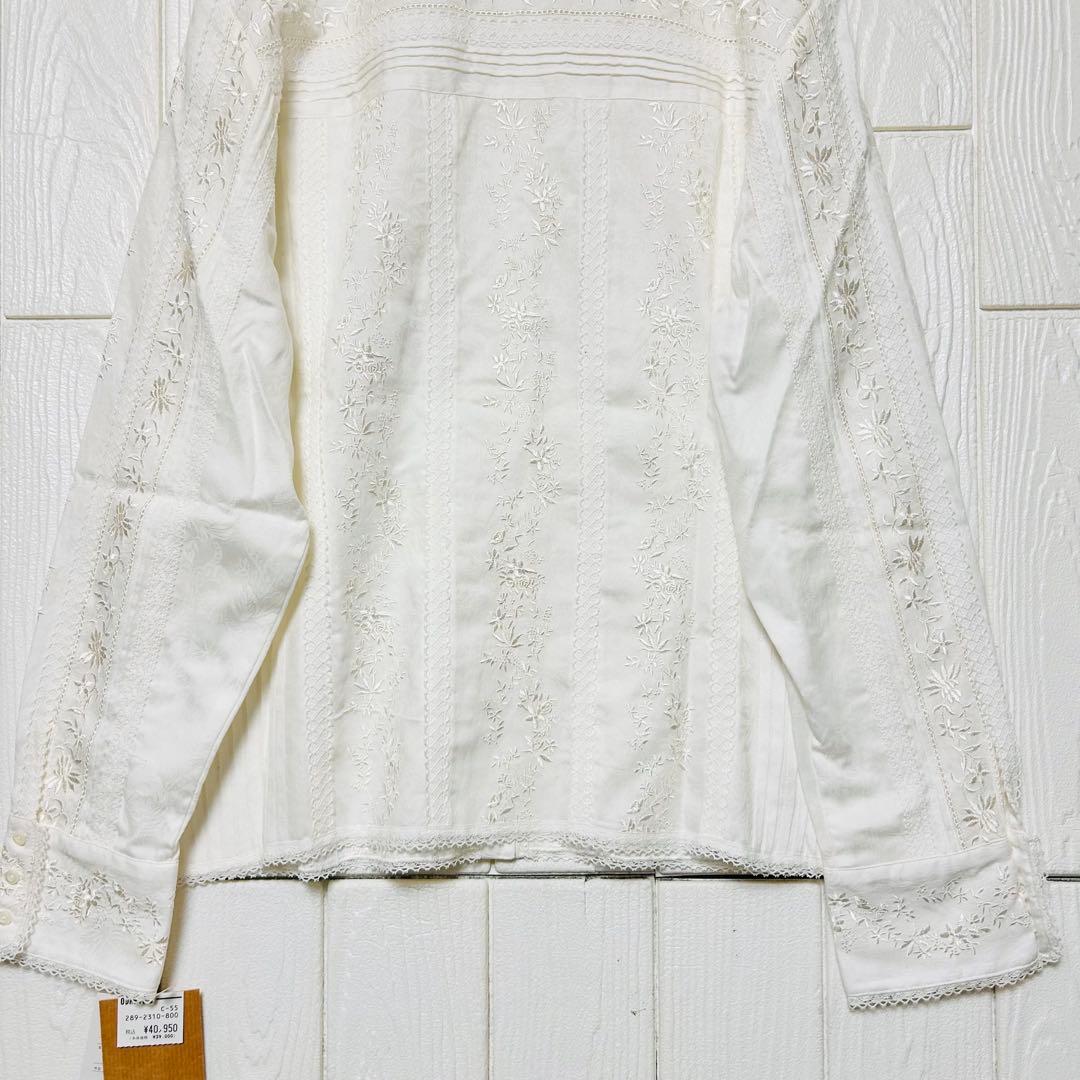 新品タグ付き サイズ44 SCAPA 総刺繍 ピンタック レースブラウス