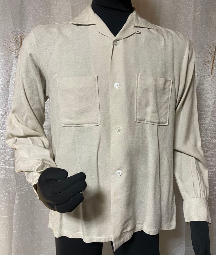 50's PILGRIM生成りレーヨンシャツ