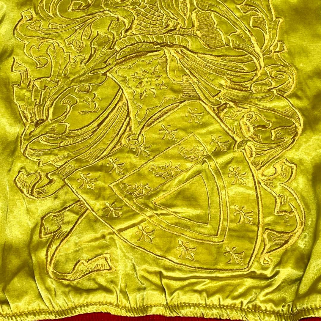 448 HOUSTONスカジャン リバーシブル仕様 蛇×ドクロ×観音 緑×黄