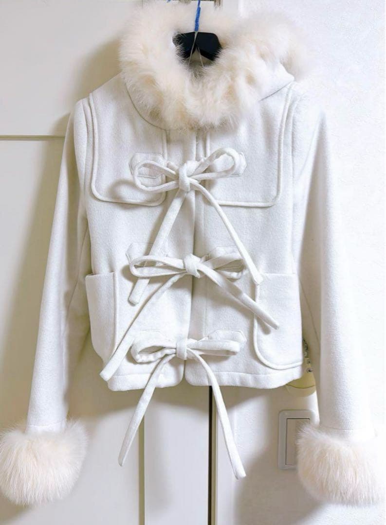 リボンダッフル　ラビットファーショートコート withsun