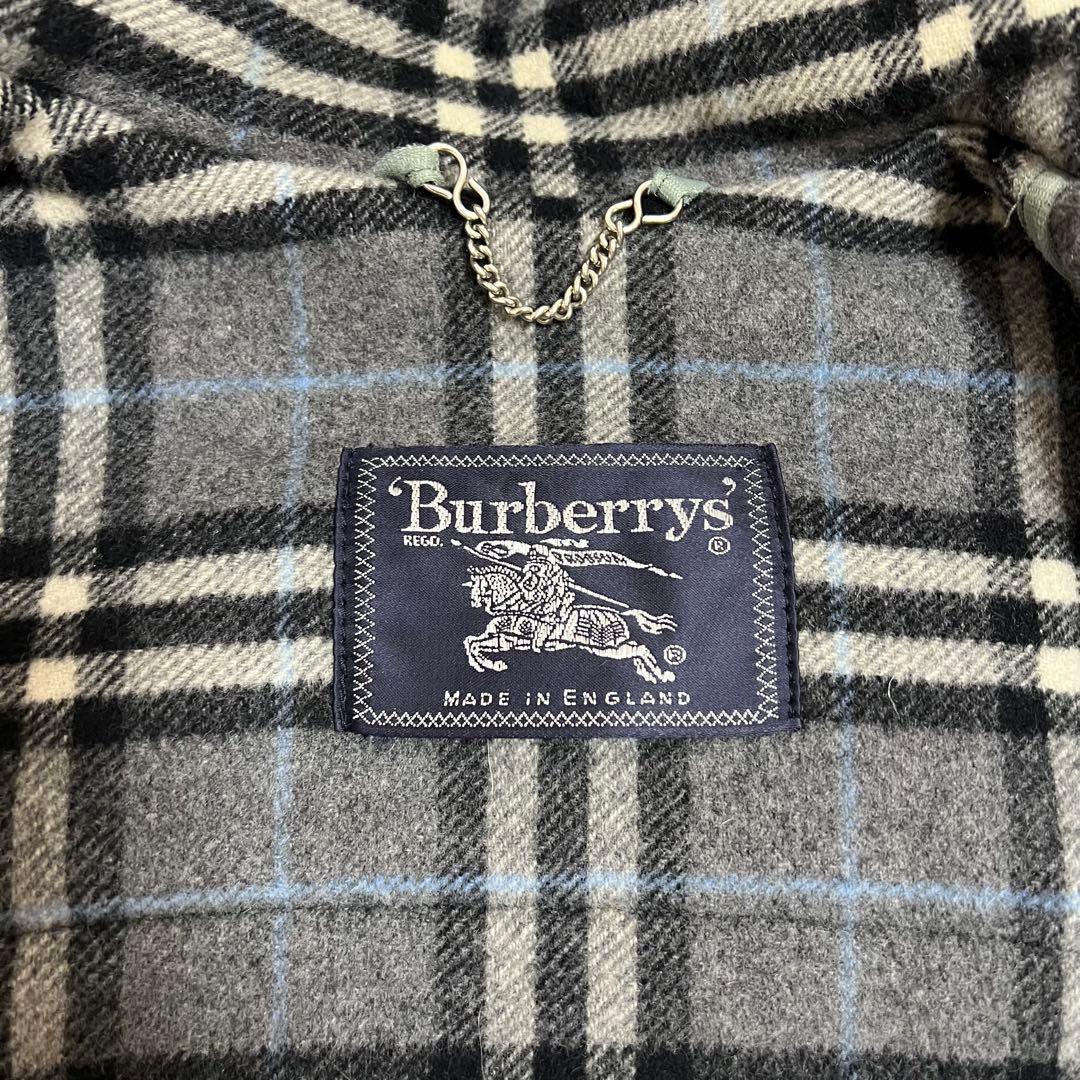 Burberryバーバリー ダッフルコート チェック レザー トグル グレー M