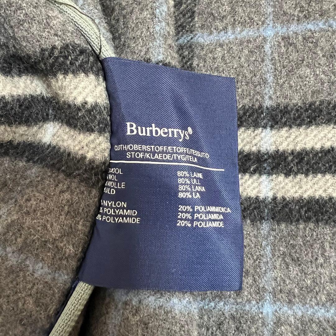 Burberryバーバリー ダッフルコート チェック レザー トグル グレー M