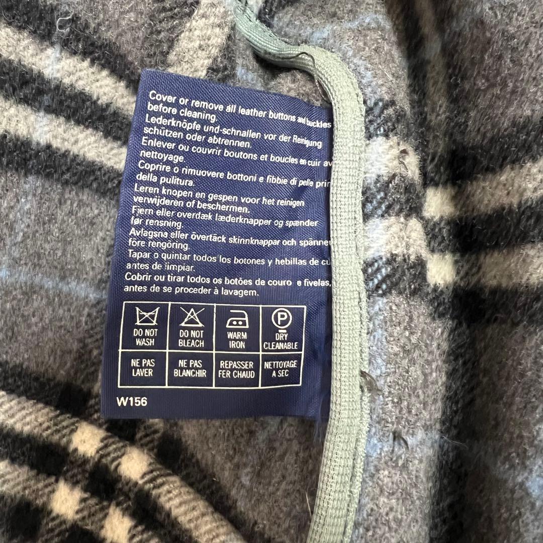 Burberryバーバリー ダッフルコート チェック レザー トグル グレー M