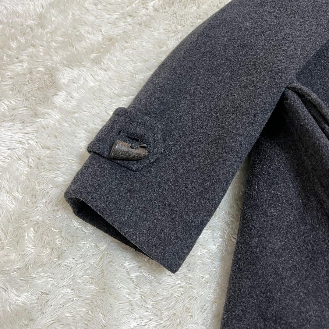 Burberryバーバリー ダッフルコート チェック レザー トグル グレー M