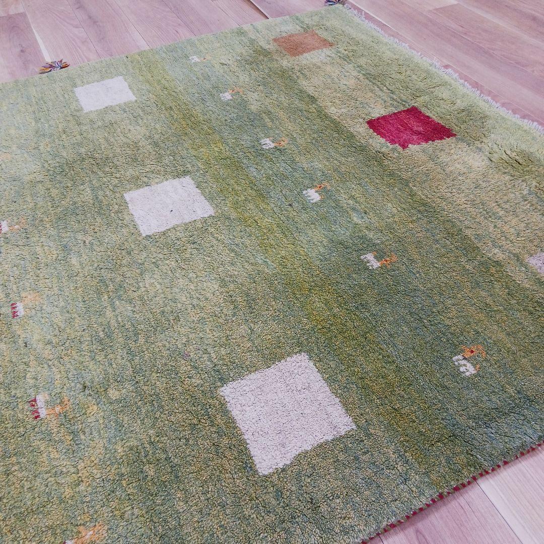 Y3064 ペルシャ絨毯 ギャッベ 手織り ウール 191×150㎝