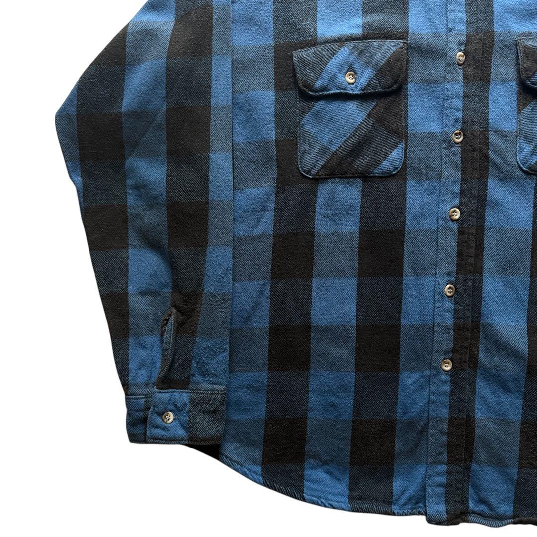 希少 FIVE BROTHER ネルシャツ XL ファイブブラザー 青黒