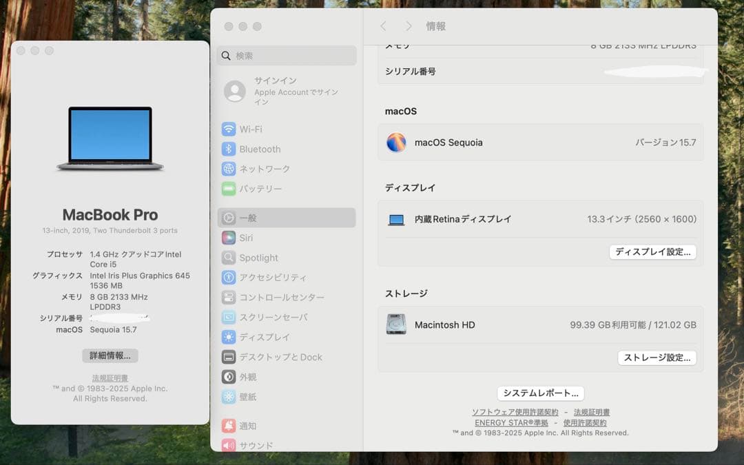 MacBook本体 Apple MacBook Pro 13 2019 i5/8GB/120GB