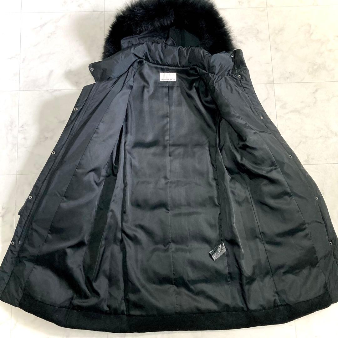 エムプルミエブラック 異素材ダウンコート ロング ブラック S ラビットファー