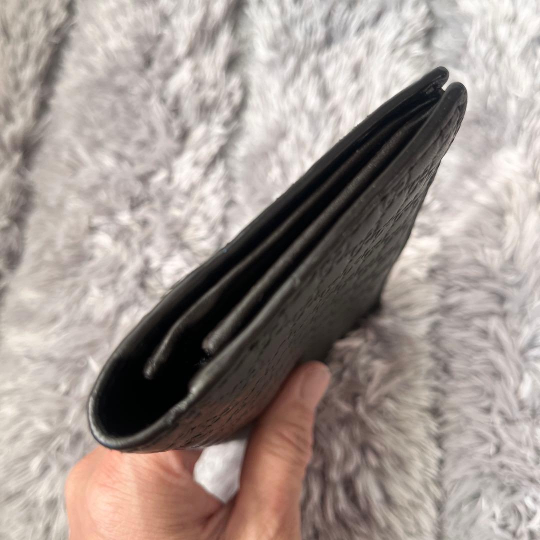 美品✨GUCCI マイクロシマ　折り財布　軽量　ダークブラウン　メンズ