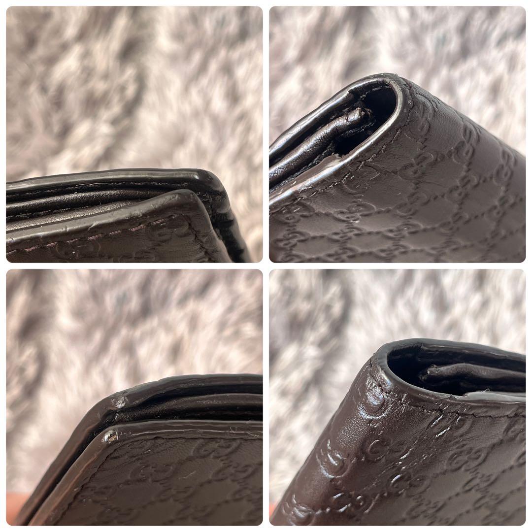 美品✨GUCCI マイクロシマ　折り財布　軽量　ダークブラウン　メンズ