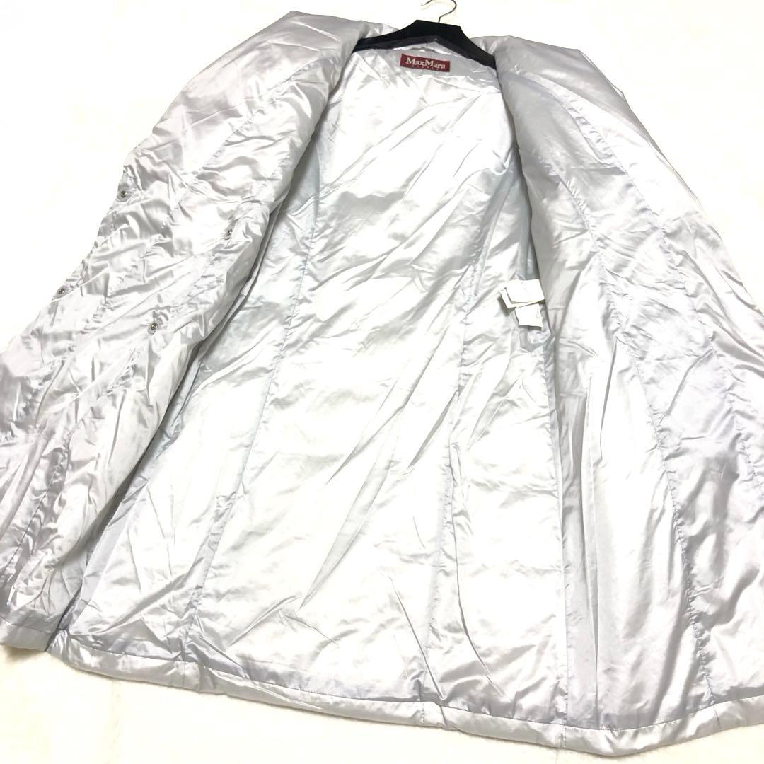 極美品　マックスマーラ　ダウンコート　ボリューム襟✨　女優襟　ダブル　シルバー