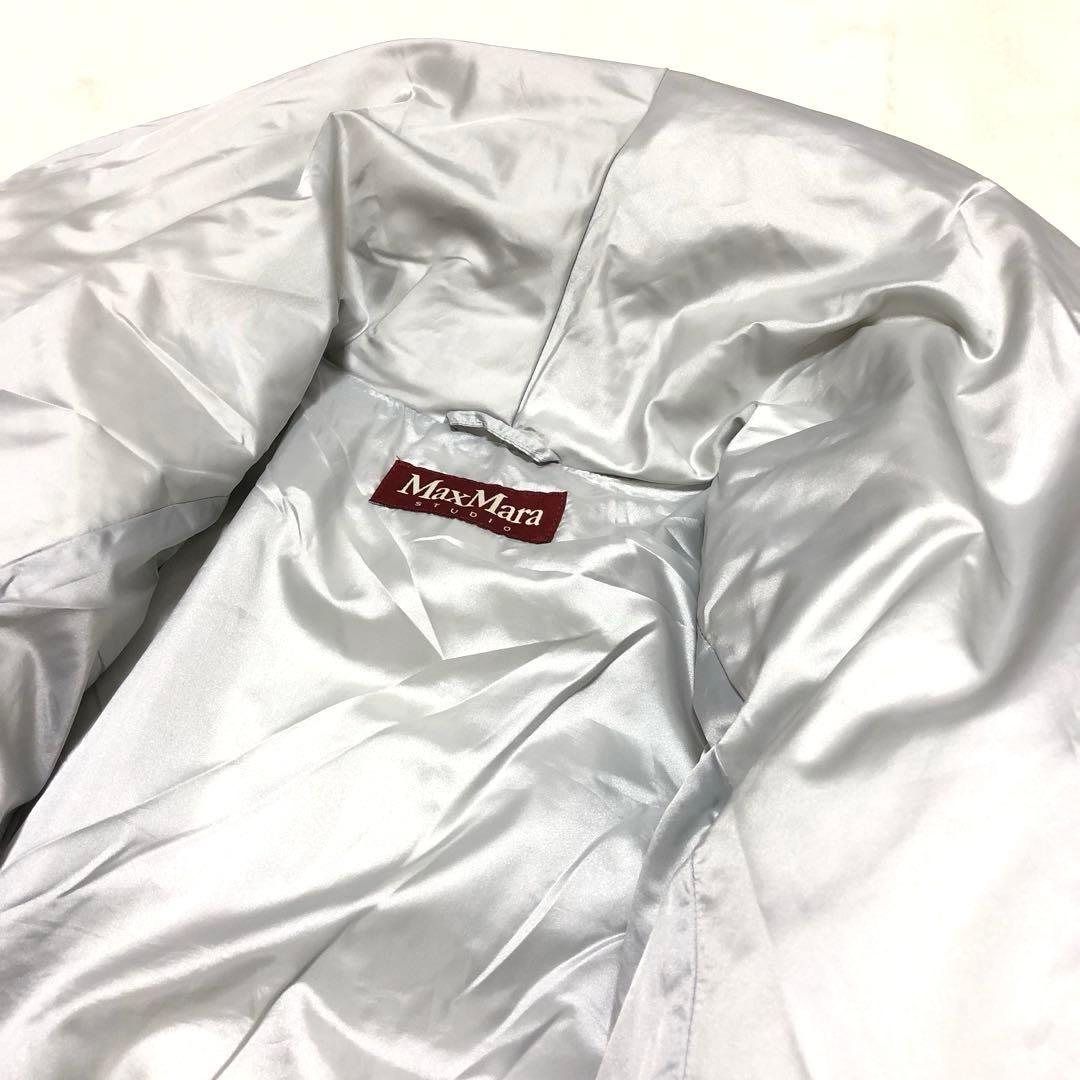 極美品　マックスマーラ　ダウンコート　ボリューム襟✨　女優襟　ダブル　シルバー