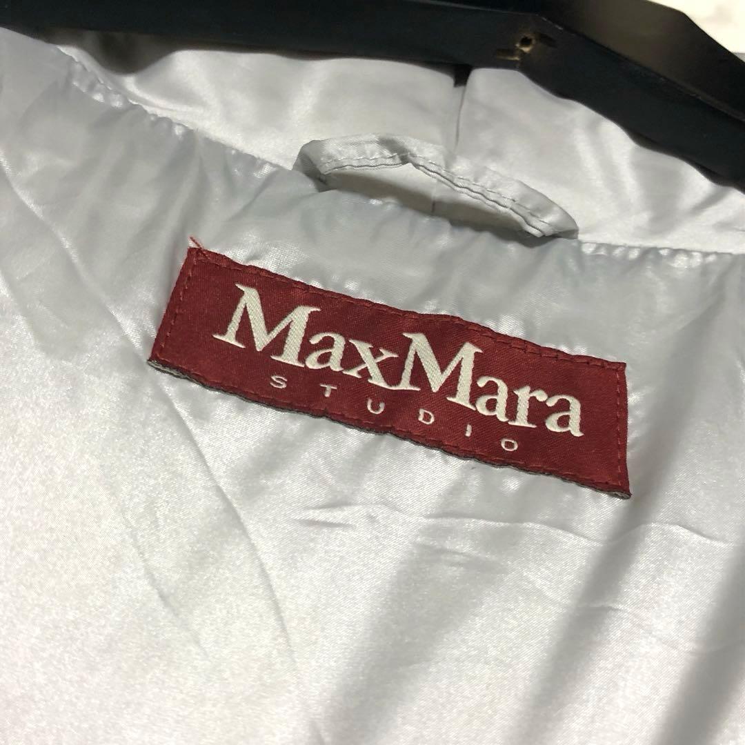 極美品　マックスマーラ　ダウンコート　ボリューム襟✨　女優襟　ダブル　シルバー