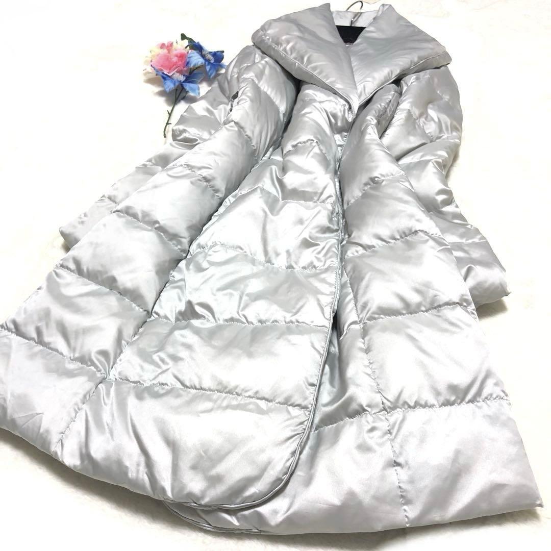 極美品　マックスマーラ　ダウンコート　ボリューム襟✨　女優襟　ダブル　シルバー