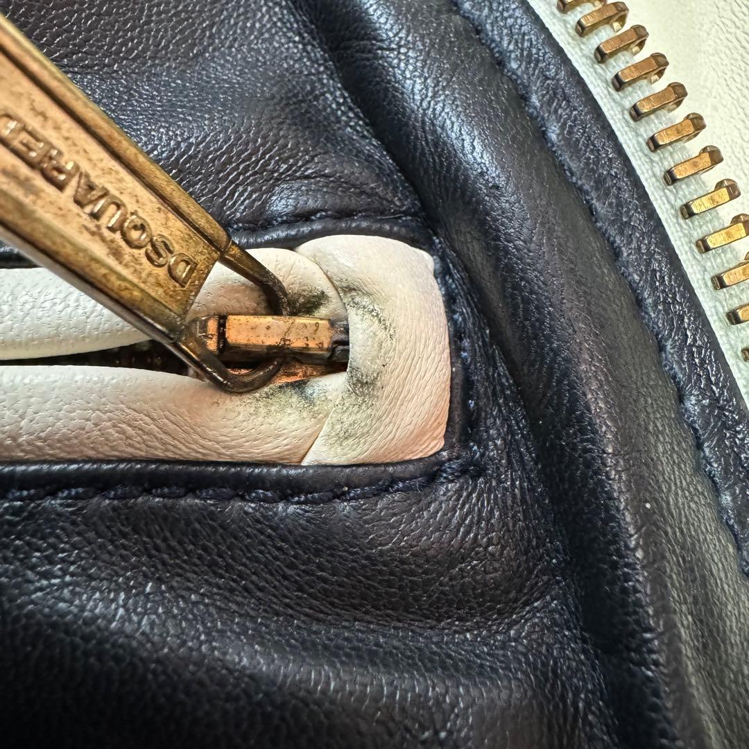 未使用タグ付 DSQUARED2 ラムレザー ライダース シングル バイカラー