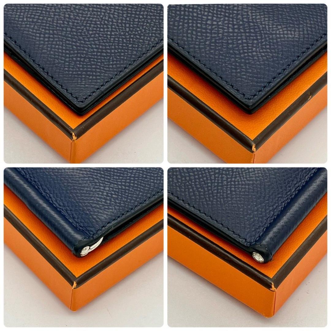 【X刻印】 エルメス ポーカーGM マネークリップ ネイビー ビジネス カード