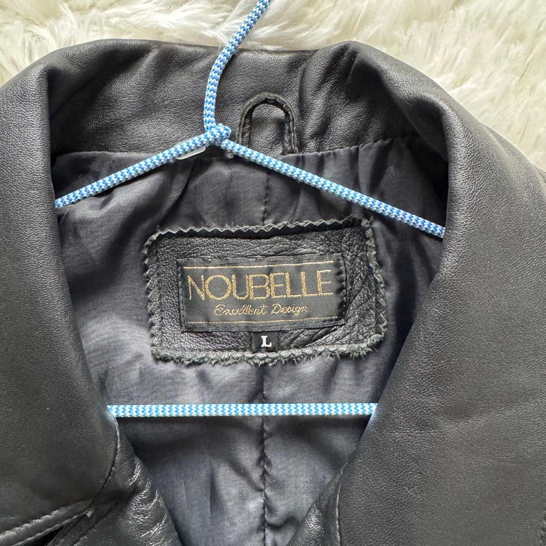 【vintage】羊革 本革 ラムレザー トレンチコート ロング丈 ブラック L