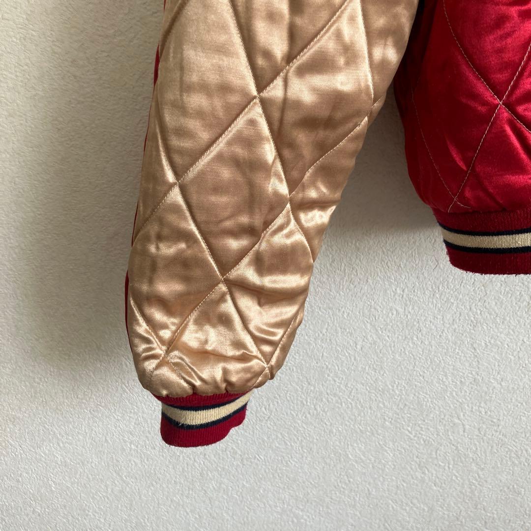 希少　90s 復刻スカジャン リバーシブル 両面サテン 中綿 顎外れ虎 М