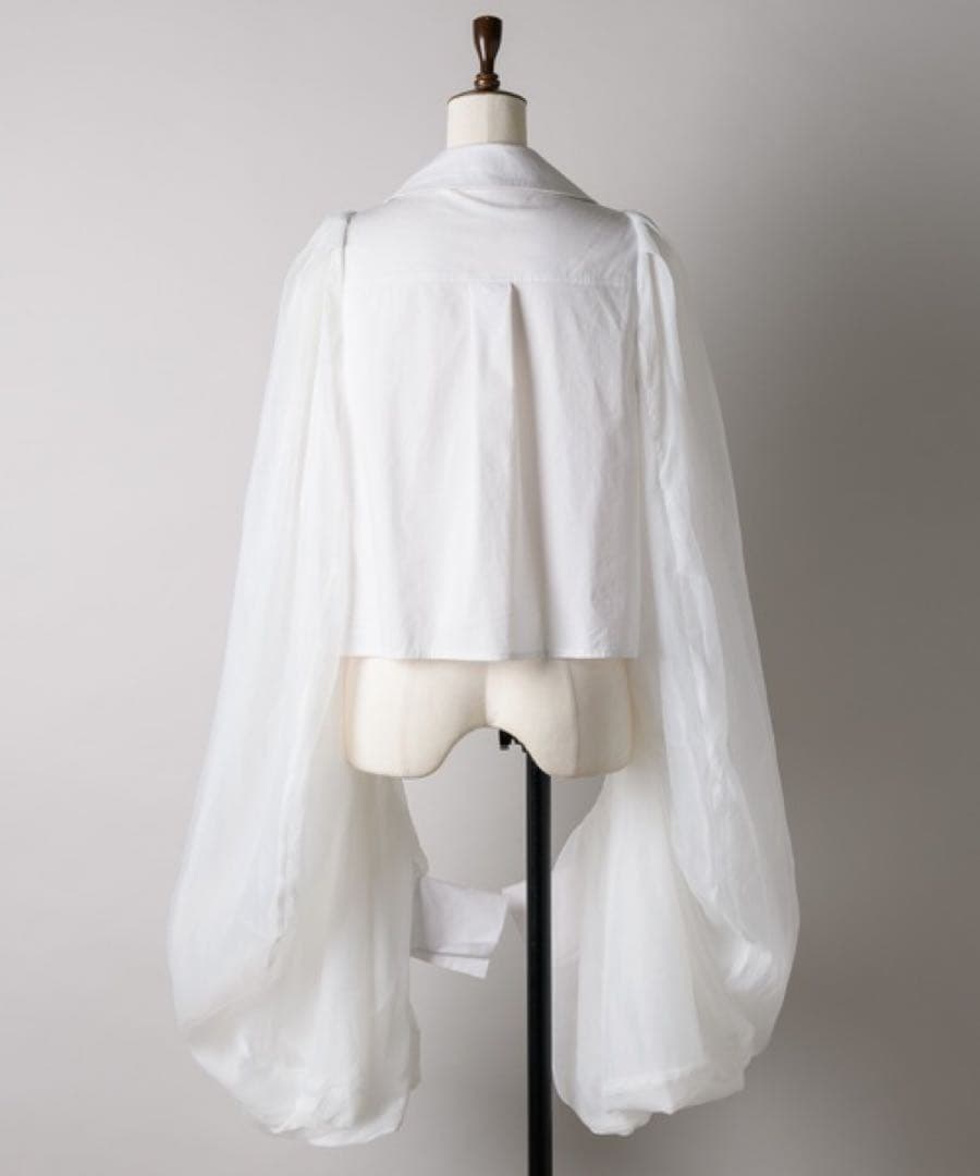 ベルヴィンテージ ボリューム スリーブ ブラウス 長袖 シア シャツ 白