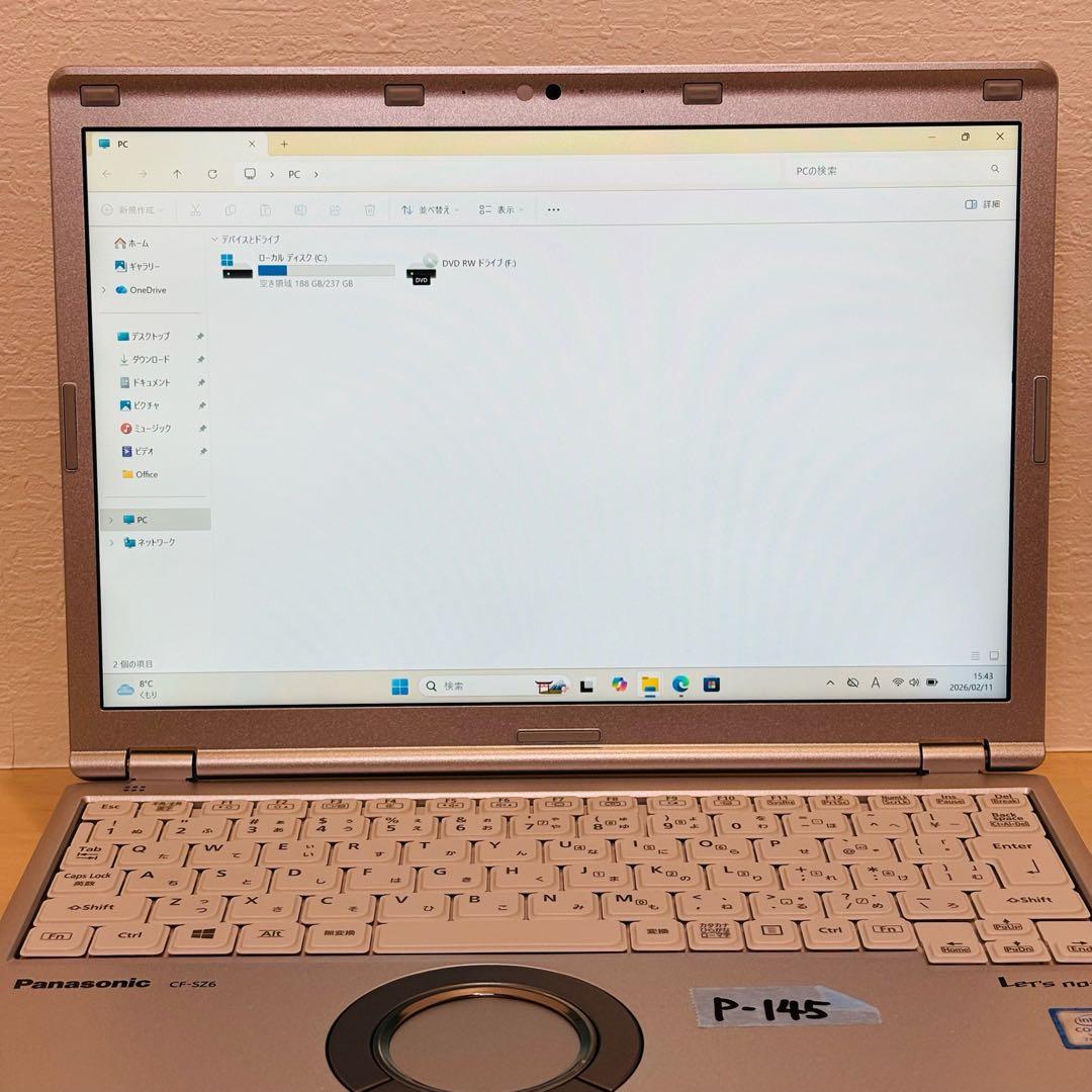 レッツノート PC Windows11 SSD DVD オフィス付き P-145