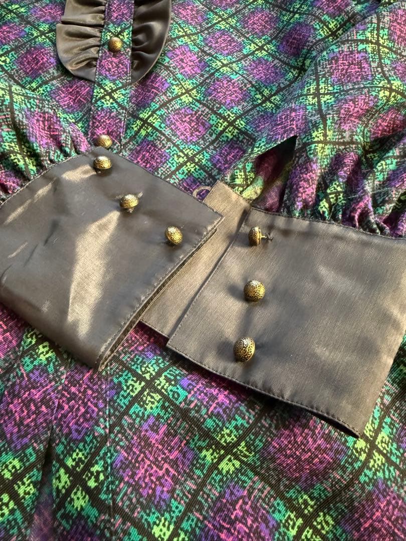 合馬公式アカウント1イヴ・サンローラン　ヴィンテージチェックワンピース M