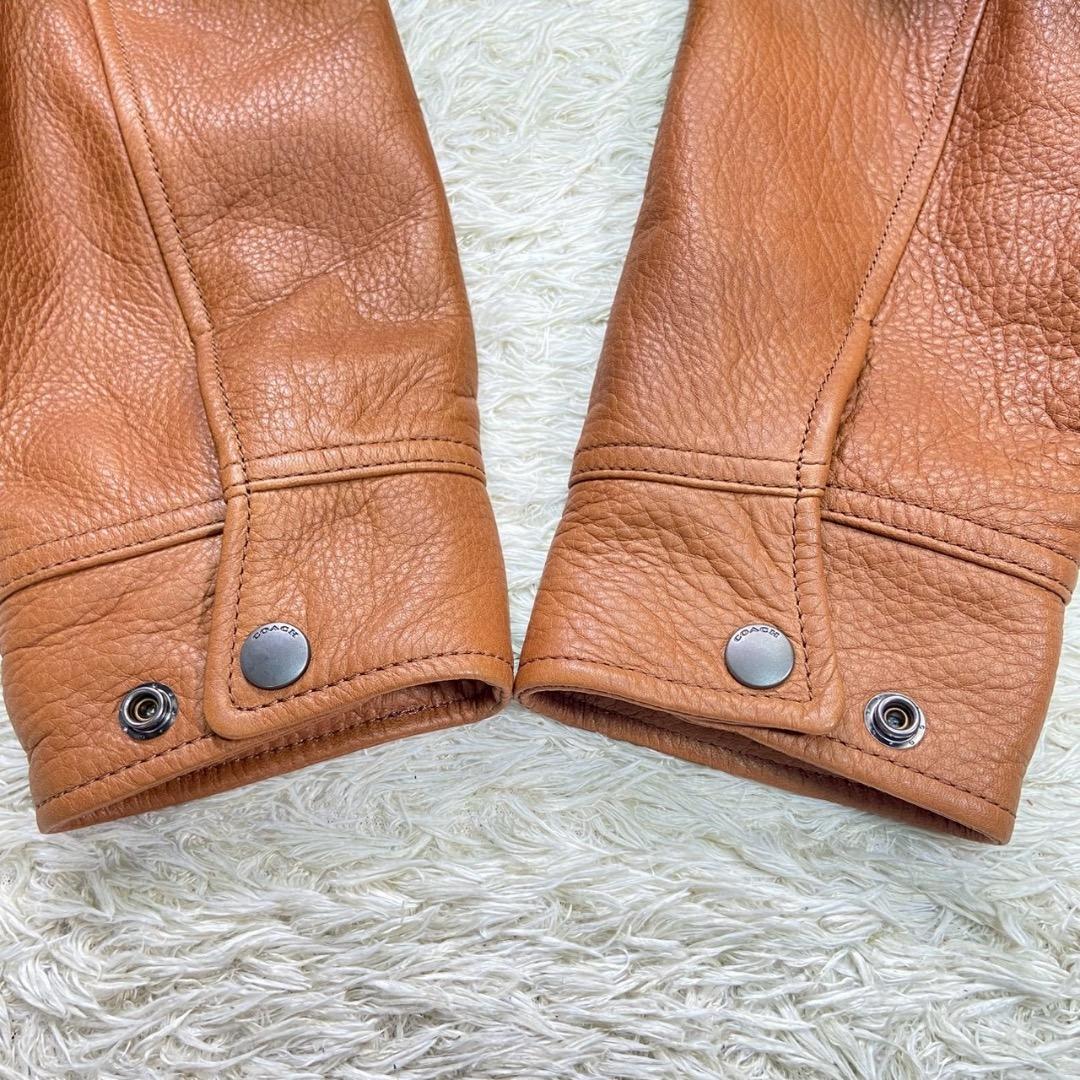 【高級】COACH コーチ レザージャケット シングル 牛革 カウレザー シボ革