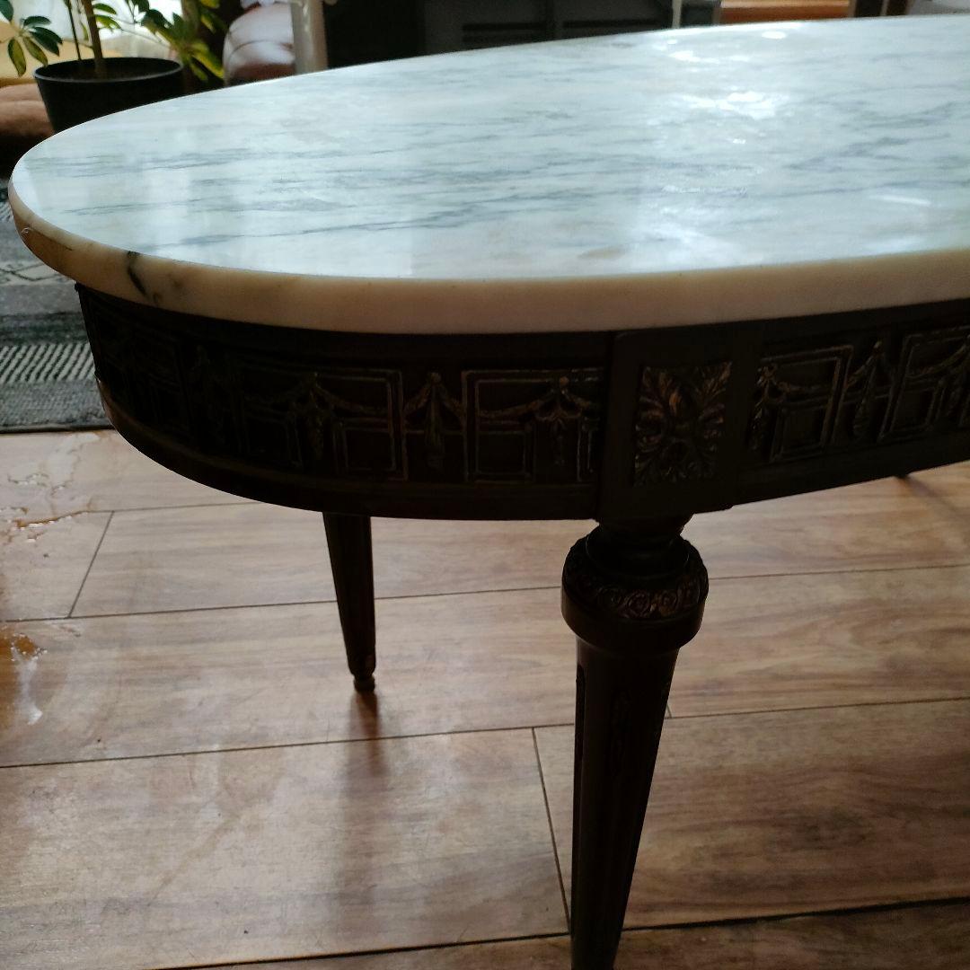 スペイン産大理石 丸型サイドテーブル 華麗 真鍮装飾 アンティーク ヴィンテージ