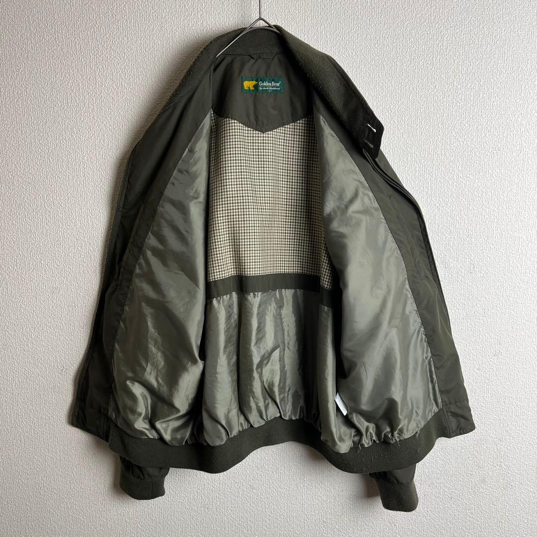 ネクタイシャツスイングトップ　幾何学模様総柄　くすみ色　襟袖切替　レトロ　古着