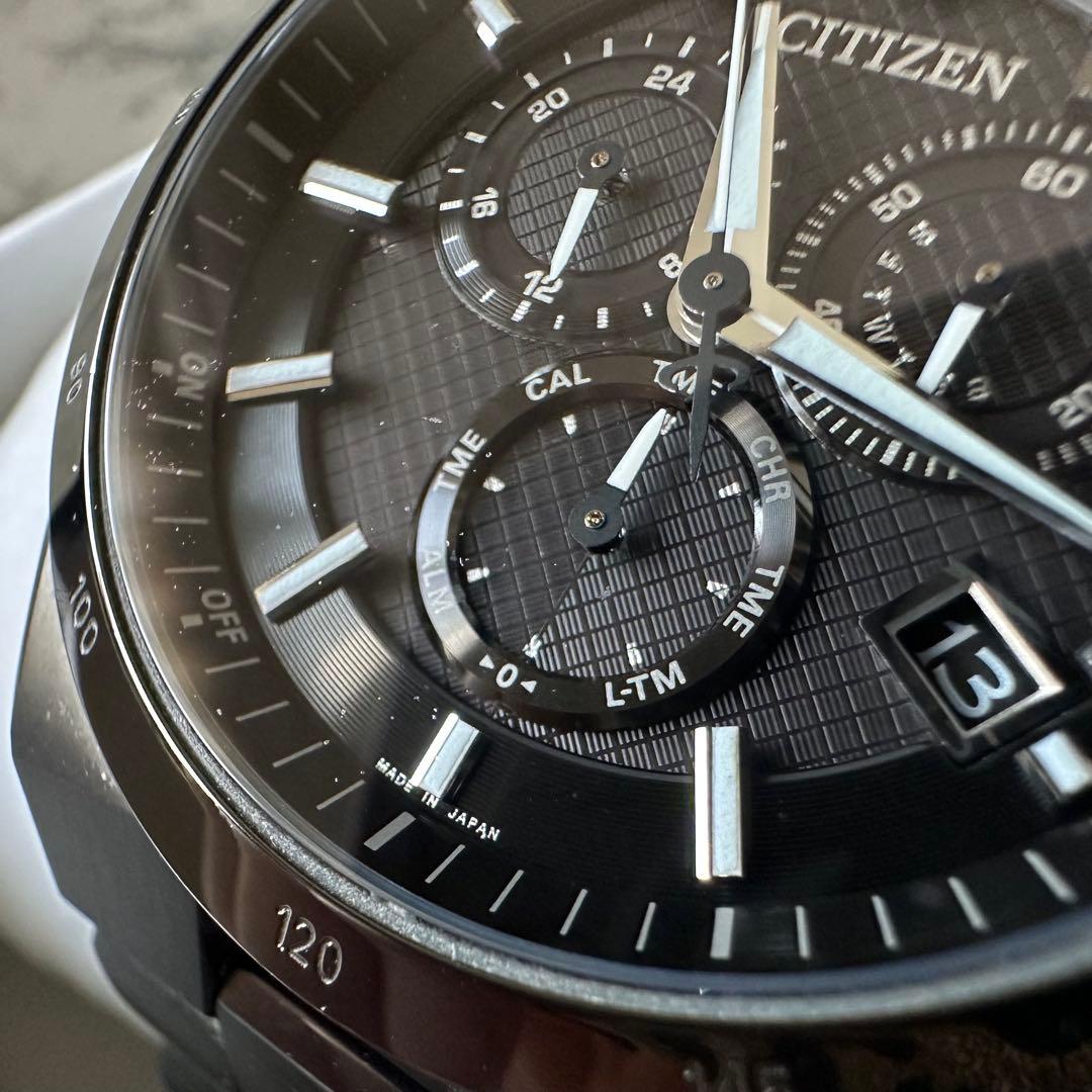 美品 CITIZEN AT3014-54E ブラックチタン ATTESA