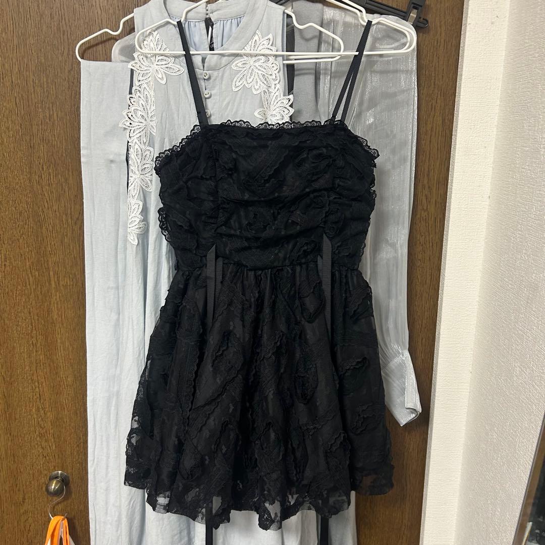 タグ付き SNIDEL チュールぺプラムブラウス BLK